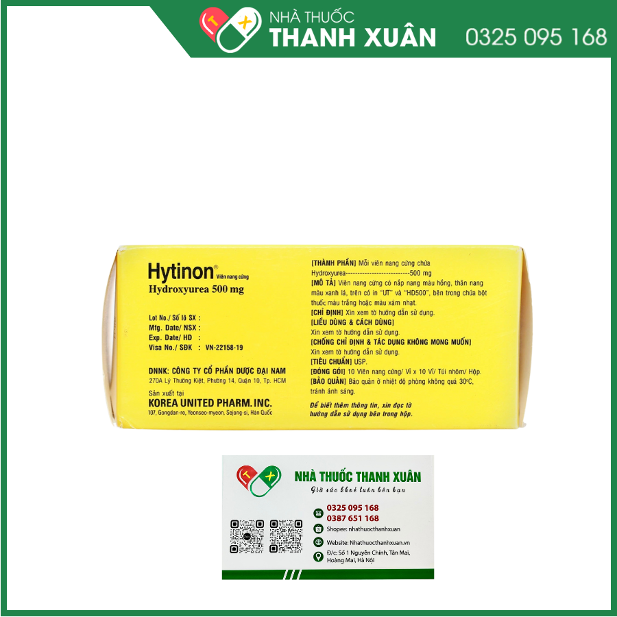 Hytinon 500mg điều trị bệnh bạch cầu mạn tính dòng tủy